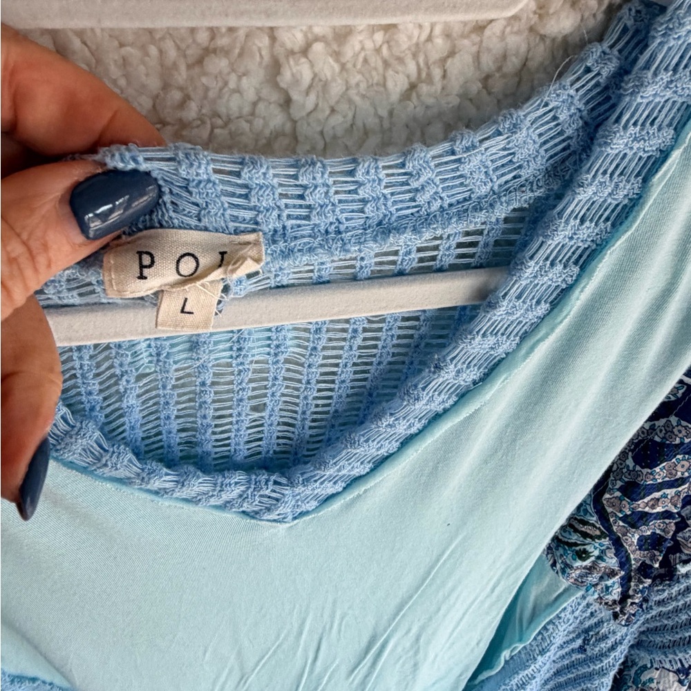 POL Light Blue Patchwork Blouse - Picture 2 of 3